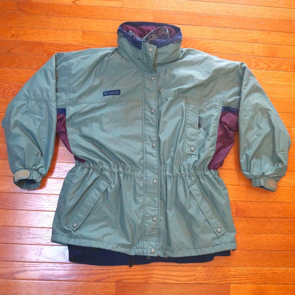 Vtg Columbia 2 in 1 Fleece Lined Aztec Jacket
